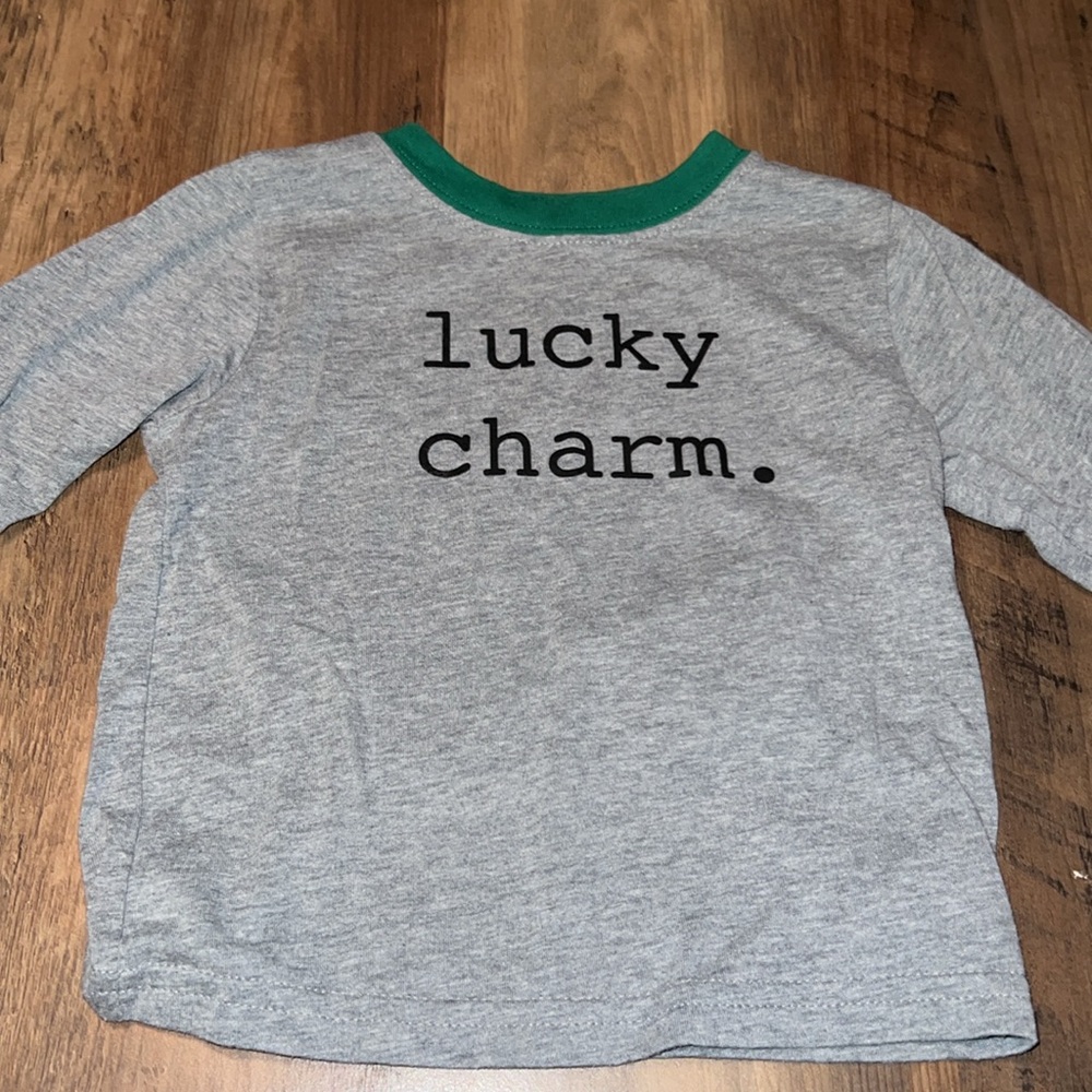 Celebrate It Gray Long Sleeve Tee with Green Collar 18 months